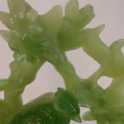 Lot 416: MCM Faux Jade Birds Statuette, and 