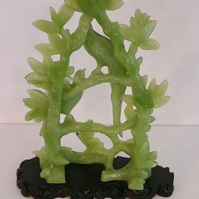 Lot 416: MCM Faux Jade Birds Statuette, and 