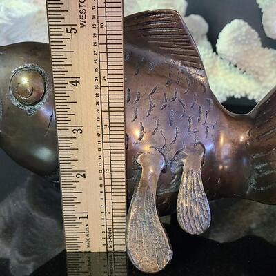 Lot 370: Large Metal (Bronze) Koi Fish, and Coral Decor