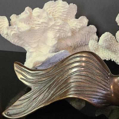 Lot 370: Large Metal (Bronze) Koi Fish, and Coral Decor