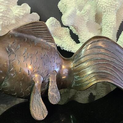 Lot 370: Large Metal (Bronze) Koi Fish, and Coral Decor