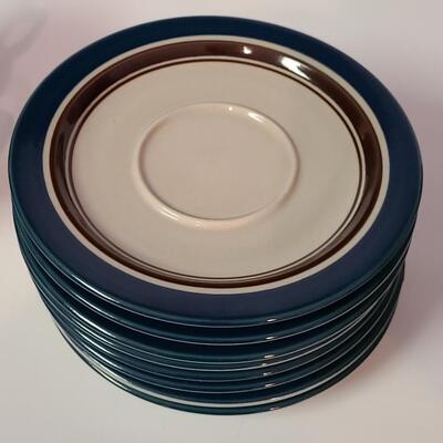 Lot 366: MCM Vintage Carousel Stone Ware Dish Set (802 Blue Made In Japan)