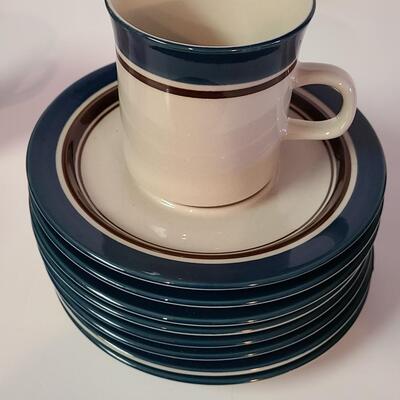 Lot 366: MCM Vintage Carousel Stone Ware Dish Set (802 Blue Made In Japan)