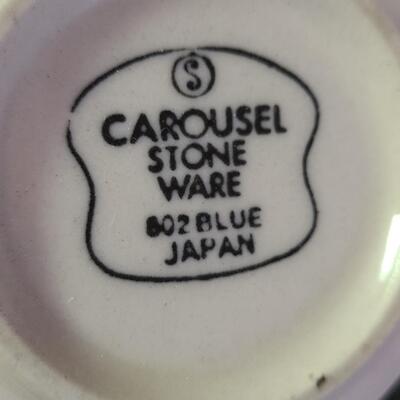 Lot 366: MCM Vintage Carousel Stone Ware Dish Set (802 Blue Made In Japan)