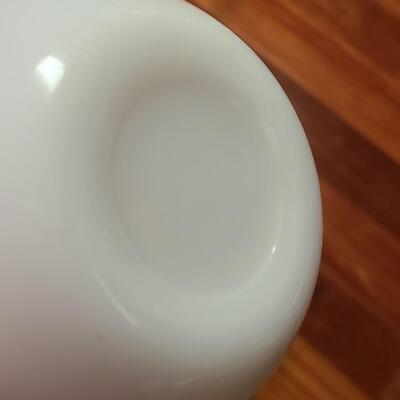 Lot 374: Pyrex Milk Glass  Covered Casseroles, Pie Plates and More