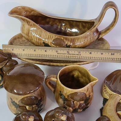 Lot 321: MCM Mushroom Kitchen Ware (Napkin Holder, S&P, Sugar/Creamer etc)