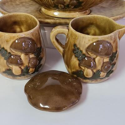 Lot 321: MCM Mushroom Kitchen Ware (Napkin Holder, S&P, Sugar/Creamer etc)