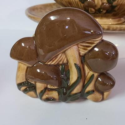 Lot 321: MCM Mushroom Kitchen Ware (Napkin Holder, S&P, Sugar/Creamer etc)