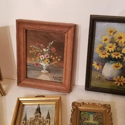 Lot #314  9 Small original oil paintings - Floral, St. Louis Cathedral