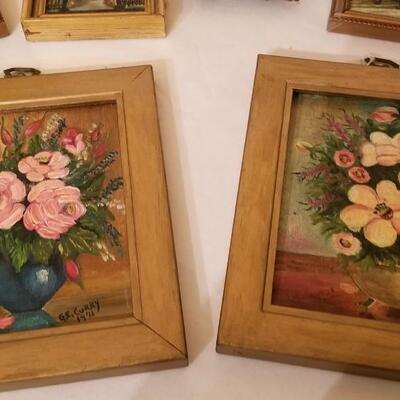 Lot #314  9 Small original oil paintings - Floral, St. Louis Cathedral