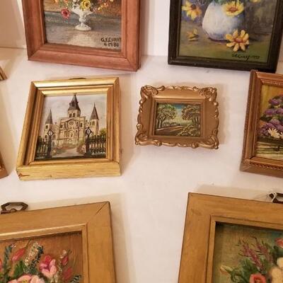 Lot #314  9 Small original oil paintings - Floral, St. Louis Cathedral
