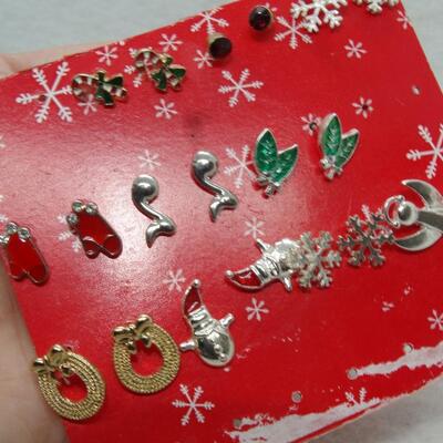 Childs Christmas Post Earrings, Santa, Snowman, Snowflakes, Wreath, Holly
