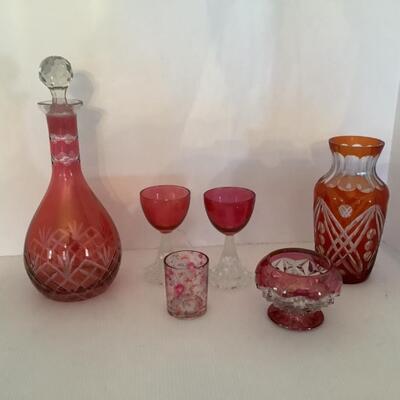 D631 Mixed Lot of Vintage Ruby Flash Glass