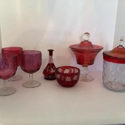 D632 Mixed Ruby Flash Glass and Bohemian Glass