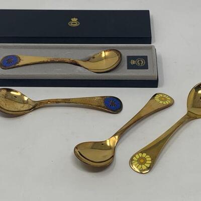 Georg Jensen Gold Plated Sterling Silver Spoons of the Year, 1976, Set of Four (4)