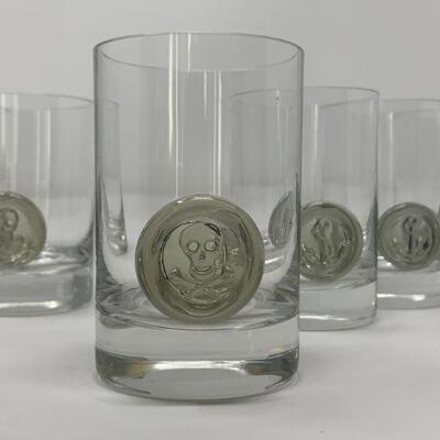 Rare Vintage Skull and Anchor Glassware from Rosenthal, set of Six (6) 