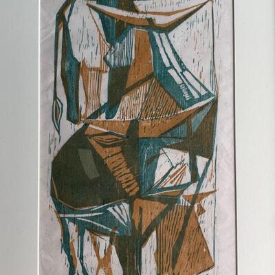 Framed Print by Rudolf Vombek (Slovenian, 1930-2008), Color Woodcut, 1958