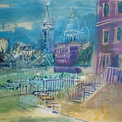 Framed Print, Montmatre et Sacre Coeur, by Jean Dufy (French, 1888-1964), Lithograph, 1950