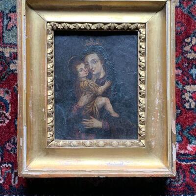 Framed Painting, Madonna and Child (probably 19th century) Oil on Copper