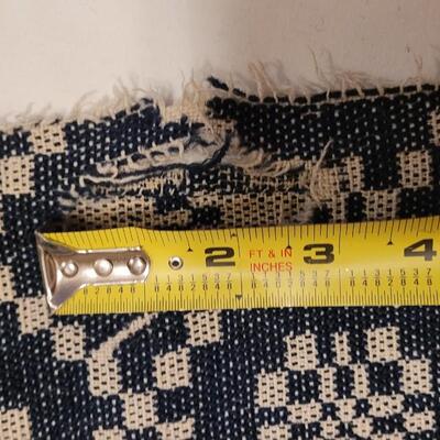 Lot 134: (2) Antique 19th Century Dark Blue & Aged White Jacquard Coverlet  92" Ã— 42"
