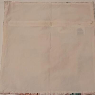 Lot 137: Mixed Linens - Cross Stitched Pillowcase (1), White Macrame Pieces (4) and Quilted Pillowcase (1)