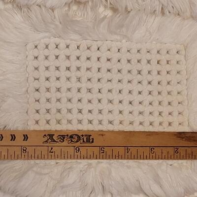Lot 137: Mixed Linens - Cross Stitched Pillowcase (1), White Macrame Pieces (4) and Quilted Pillowcase (1)