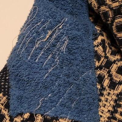 Lot 140: Antique 19th Century Dark Blue and Aged White Jacquard Coverlet