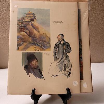 Lot 141: (2) Antique Asian 1920's Artwork Prints