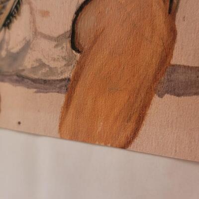 Lot 142: Vintage Crying Indiginious People Baby w/ Arrow Original Art Painting