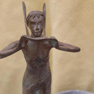 Vintage Bronze Brass Nymph Fairy Statue