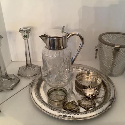 H663 Crystal Silver Plate Lot of Serving Pieces