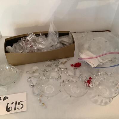 H675 Lot of Vintage Glass Prisms and Bobeches