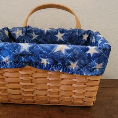 Lot 145: Vintage Basket Lot - Blue buttock basket, Woven Grapevine and County Woven Collection with Stars Liner