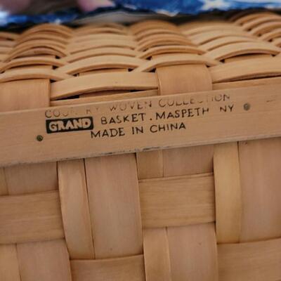 Lot 145: Vintage Basket Lot - Blue buttock basket, Woven Grapevine and County Woven Collection with Stars Liner