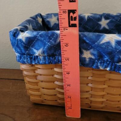 Lot 145: Vintage Basket Lot - Blue buttock basket, Woven Grapevine and County Woven Collection with Stars Liner