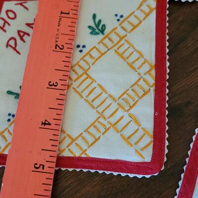 Lot 151: Vintage Needle Work Hot Pads and Holder