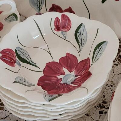 Lot 155: Blue Ridge Handpainted Poinsettia China Set