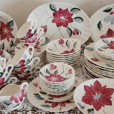 Lot 155: Blue Ridge Handpainted Poinsettia China Set