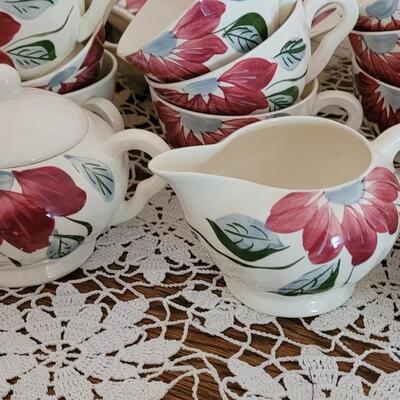 Lot 155: Blue Ridge Handpainted Poinsettia China Set