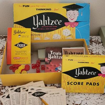 Lot 164: Vintage 1956 Yahtzee Game and Vintage Scribbage Game - (not complete)