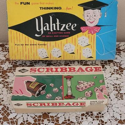 Lot 164: Vintage 1956 Yahtzee Game and Vintage Scribbage Game - (not complete)