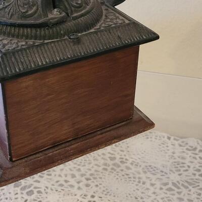 Lot 181: Antique Coffee Grinder with Ornate Cast Iron