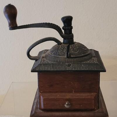 Lot 181: Antique Coffee Grinder with Ornate Cast Iron