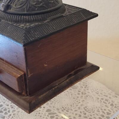 Lot 181: Antique Coffee Grinder with Ornate Cast Iron
