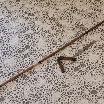 Lot 182: Antique Wood Pointer, Multi Fold Ruler and Sliding Ruler