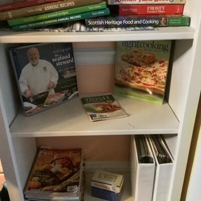 K703 Three Shelves of Cookbooks/ Magazines