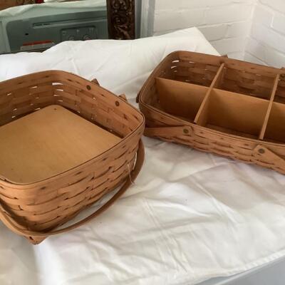 L710 Two Longaberger Basket Lot with Divider and Stand