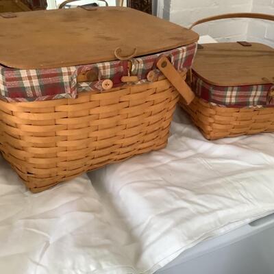 L711 Two Longaberger Baskets with Liner and Protectors
