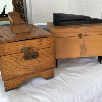 L732 Two Wooden Shoe Shining Boxes