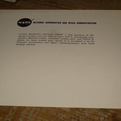 Prime Crew of 5th Manned Apollo Mission - Image Card, Armstrong, Collins, Aldrin